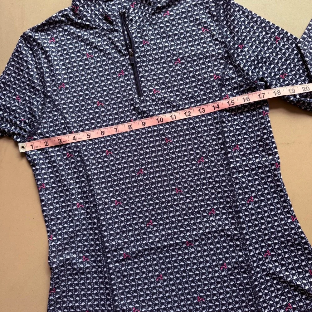 Callaway Flamingo Quarter Zip Pullover Womens M Navy Blue Golf Summer preppy - Picture 4 of 7